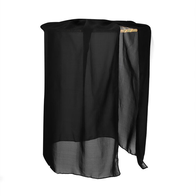 竹编斗笠古装摄影道具侠客汉服帷帽幕篱帽子 黑色雪纺70cm 本色斗笠