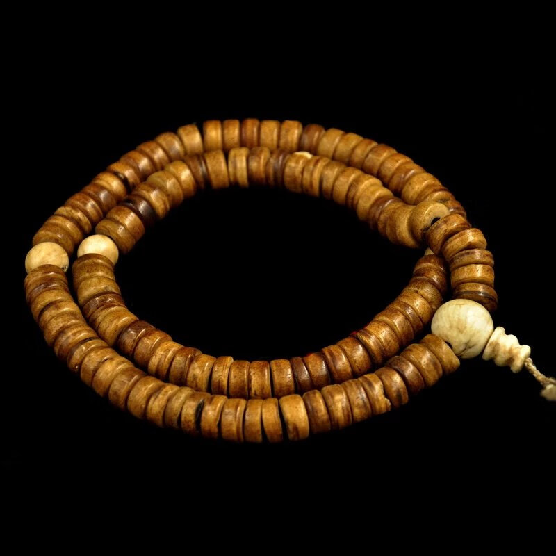 佩曼 牦牛骨手串牛骨嘎巴拉11mm牛骨做旧108颗念珠尼泊尔