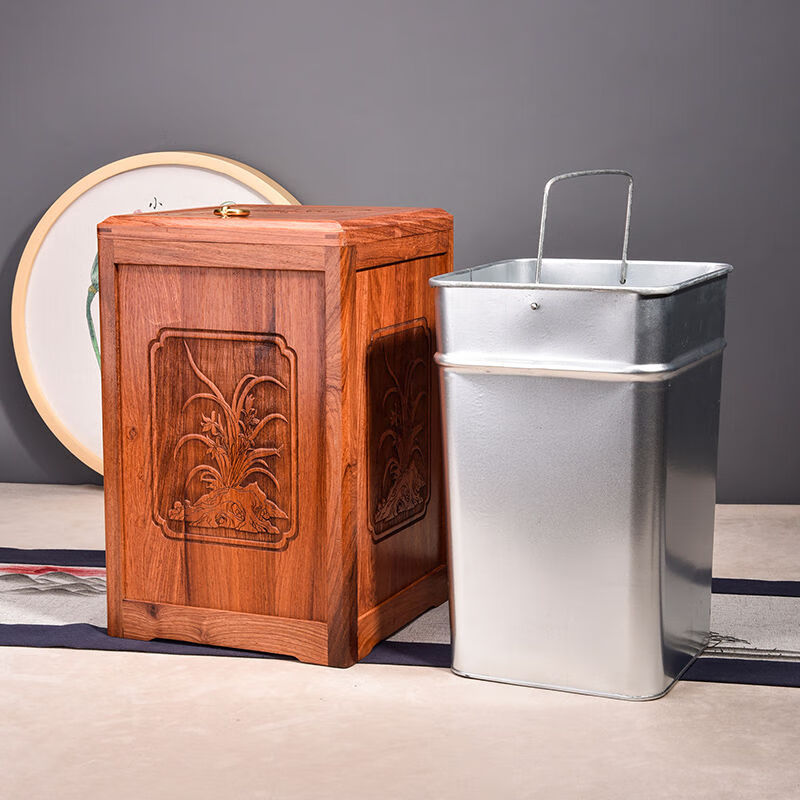 与山择林红木垃圾桶实木雕花中国风古典创意家居客厅大容量茶水桶 雕花垃圾桶