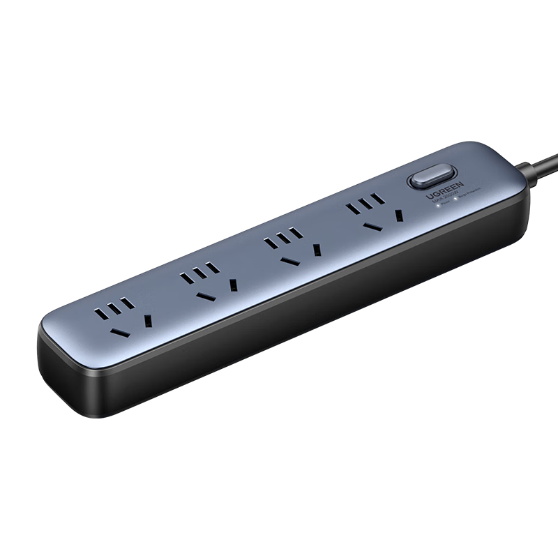 UGREEN 绿联 30W PD快充 Type-C+USB插座/插线板/插排/排插/拖线板/接线板 适用苹果12/13/14 线长1.8米 全长2米