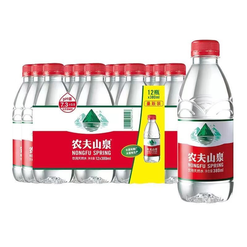 农夫山泉饮用天然水380ml天然红盖水饮用水小瓶装一整箱发货 380ml*24