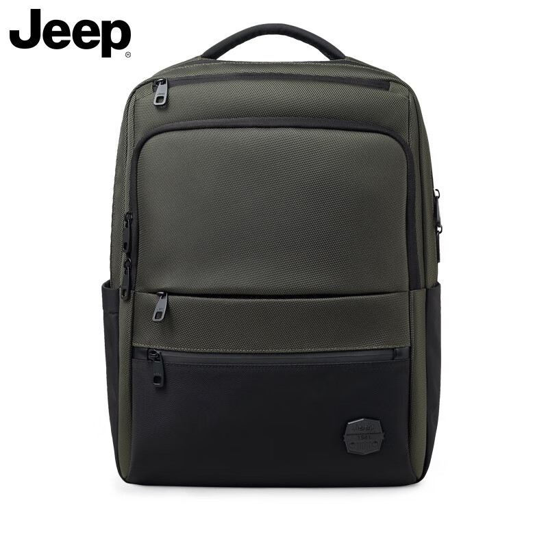 jeep双肩包电脑包15.6英寸男背包书包商务旅行通勤包 绿色911082260