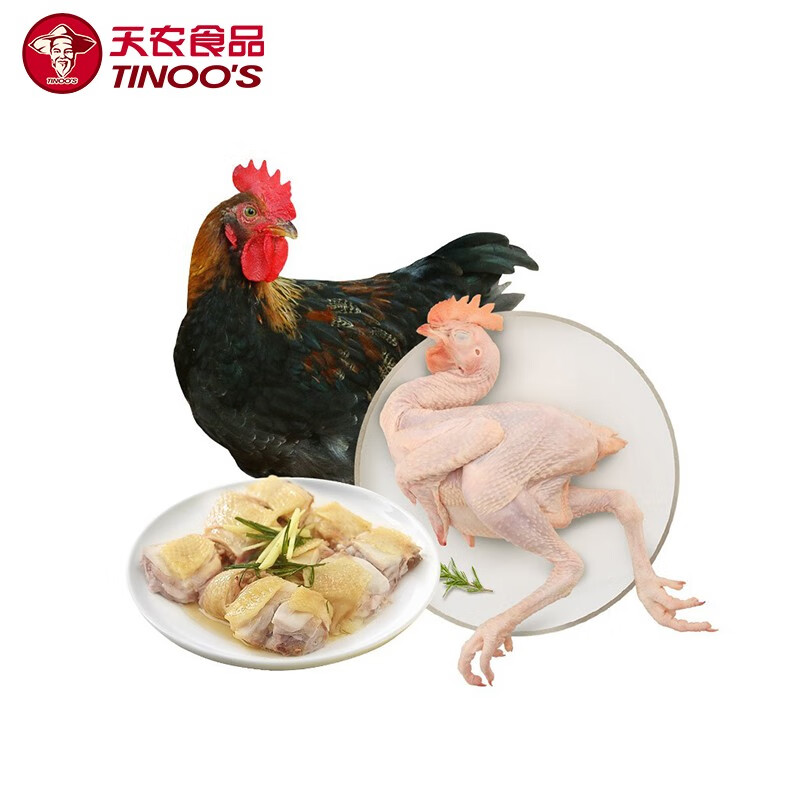 天农清远鸡小公鸡1.2斤-1.6斤整只冷冻生鲜鸡肉农家散养 清蒸烤鸡食材 清远小公鸡800g*2只