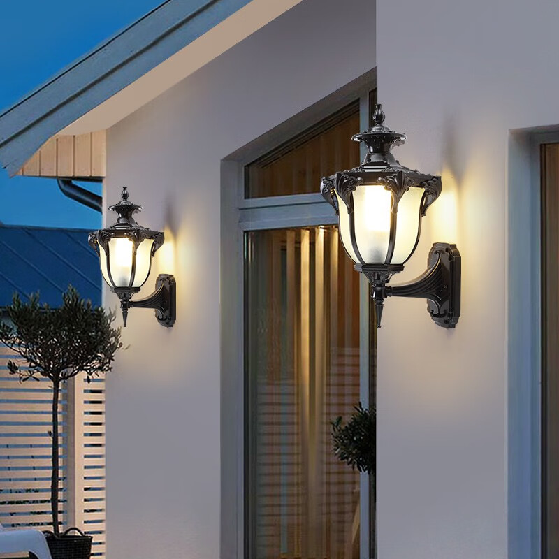 防水别墅大门阳台走廊室外墙壁复古庭院灯 小号花蝴蝶/黑色(接电款)