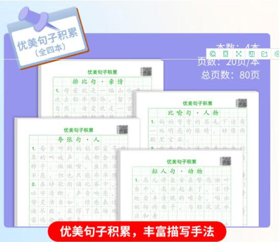 荣恒教育 23版 手撕字帖 小学生优美句子积累 夸张句