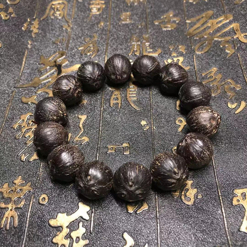 时乾 精品黑金紫金鼠招财鼠菩提子手串 原籽大小佛珠圆珠正圆天然落地