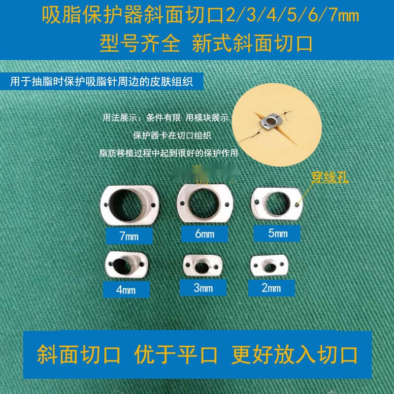 吸脂创口保护套注水移植抽脂针管固定 伤口保护器 斜面切口抽脂保护器