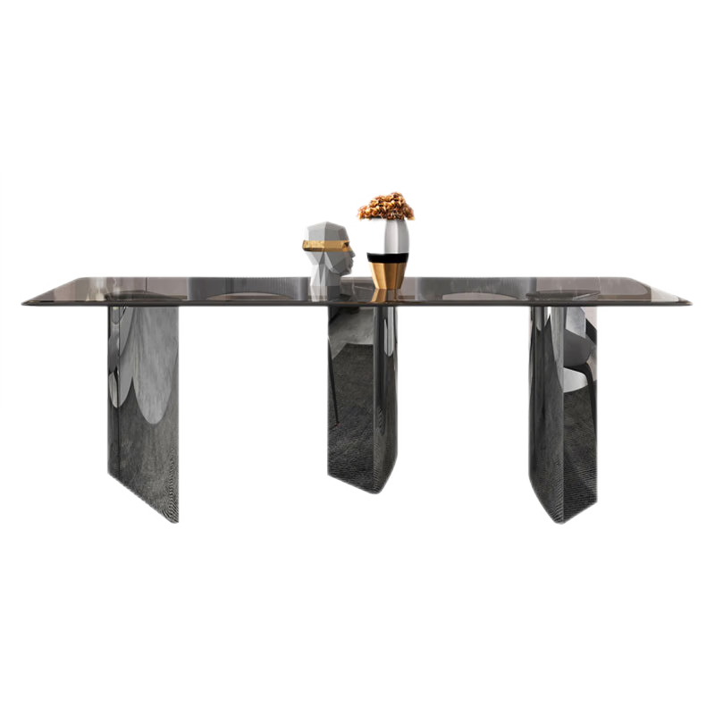 快乐之源 轻奢楔形餐桌家用意式钢化玻璃餐台简约高端大户型桌椅组合 1.6米餐桌 钢化玻璃餐桌