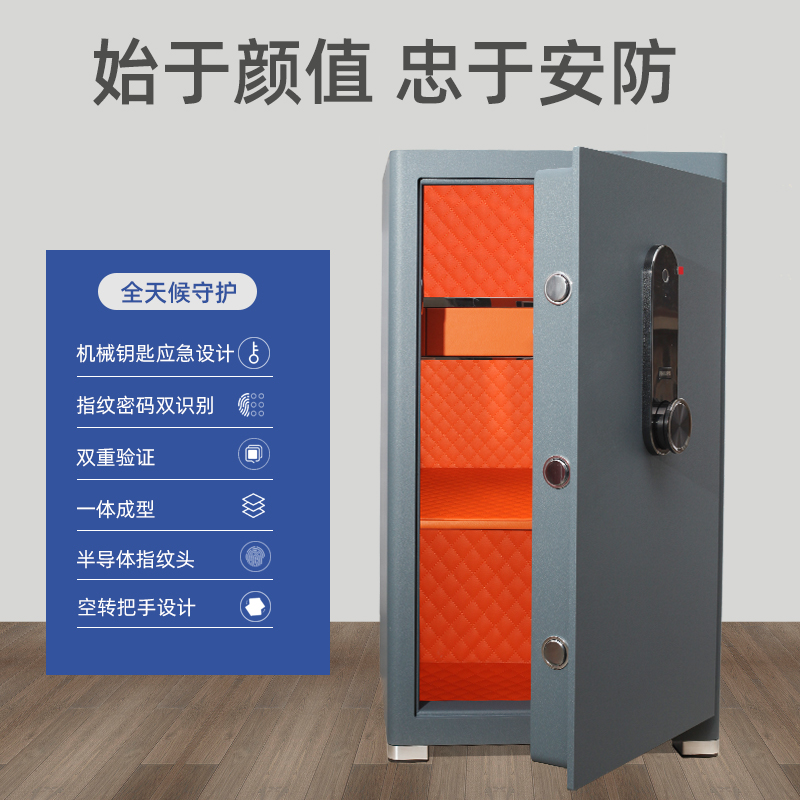 飞利浦保险柜601小型高端家用防搬走防盗入衣柜隐藏式一体成型重型首饰存钱密码指纹办公室财务保险箱 星空灰67.7公斤【高58宽40深36】