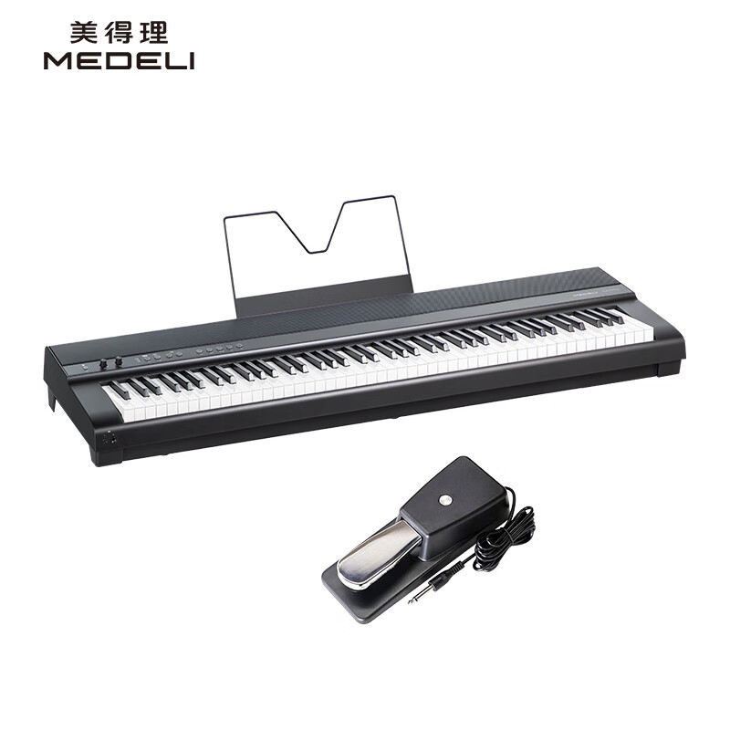 美得理（MEDELI）便携电钢琴88键重锤初学专业家用蓝牙智能SAP200黑色琴体+单踏板