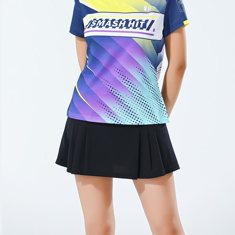 美力威运动跑步速干瑜伽防走光半身裙健身收腹短裙羽毛球网球裙 黑色 L