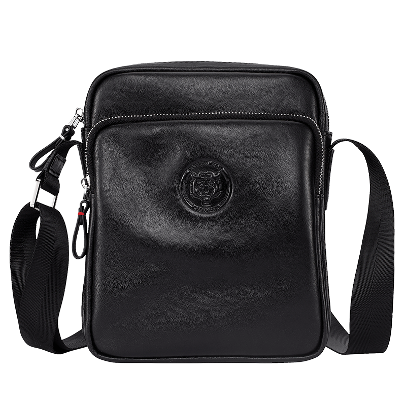 派保爵pabojoe男包單肩包男斜挎包柔軟頭層牛皮休閑背包大容量挎包豎款