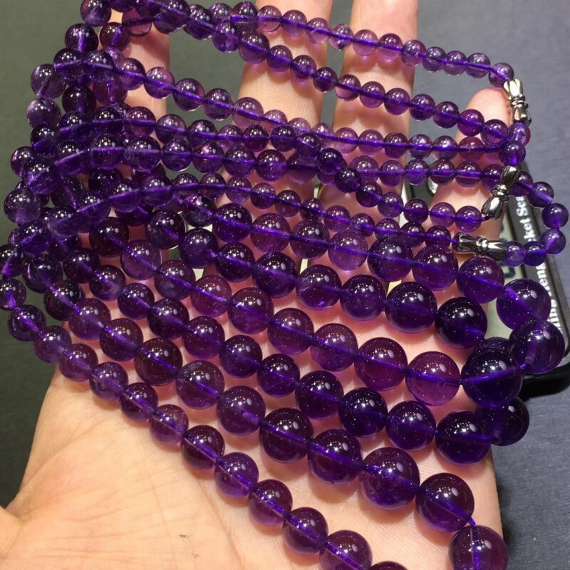 冰珂晶石天然乌拉圭紫水晶塔链晶体通透紫气东来紫晶项链 深紫 5-11