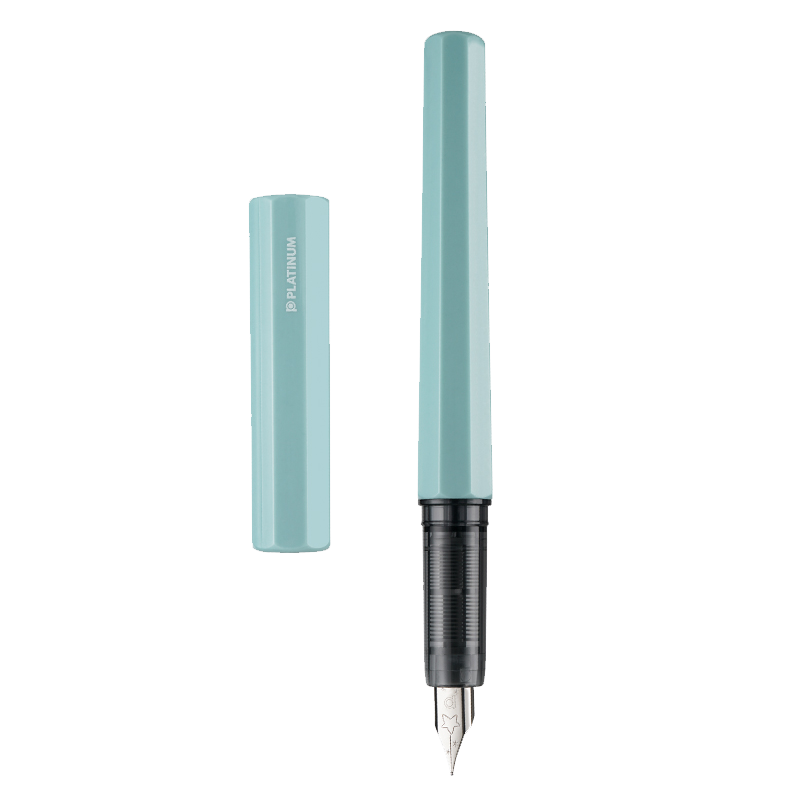 日本白金（PLATINUM）钢笔PQ-300小流星彩色马卡龙色学生练字书写笔升级02EF尖 极细字 汽水蓝