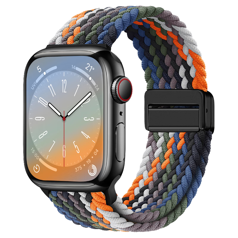 BHO苹果手表表带apple iwatch编织表带适用ultra/s8/7/6/SE 迷彩七彩