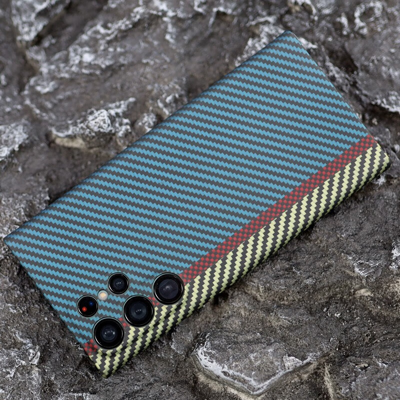 Pinkson 三星手机壳凯夫拉芳纶纤维碳纤维保护套超薄轻磨砂散热男士新潮款防摔散热高档商务轻奢防滑 【黑色-精孔】1500D芳纶 【三星Galaxy S24 Ultra】