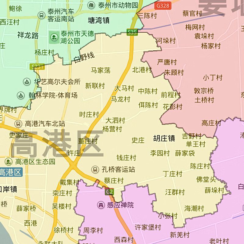 新款泰州市地图定制省市县区地图挂图办公室装饰画行政卫星街道图