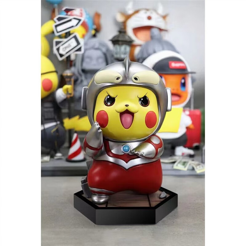 muyin)奶糖momo皮卡丘可达鸭奥特曼神奇宠物小精灵卡通可爱雕像摆件