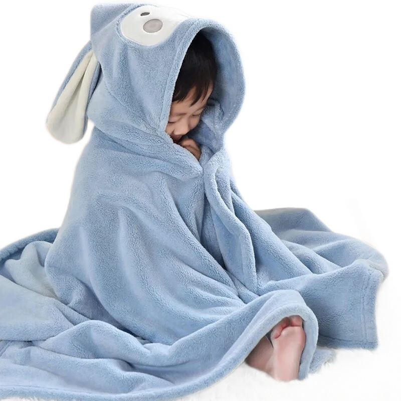 Boxbaby儿童斗篷浴巾-珊瑚绒宝宝浴袍，可爱舒适耐用