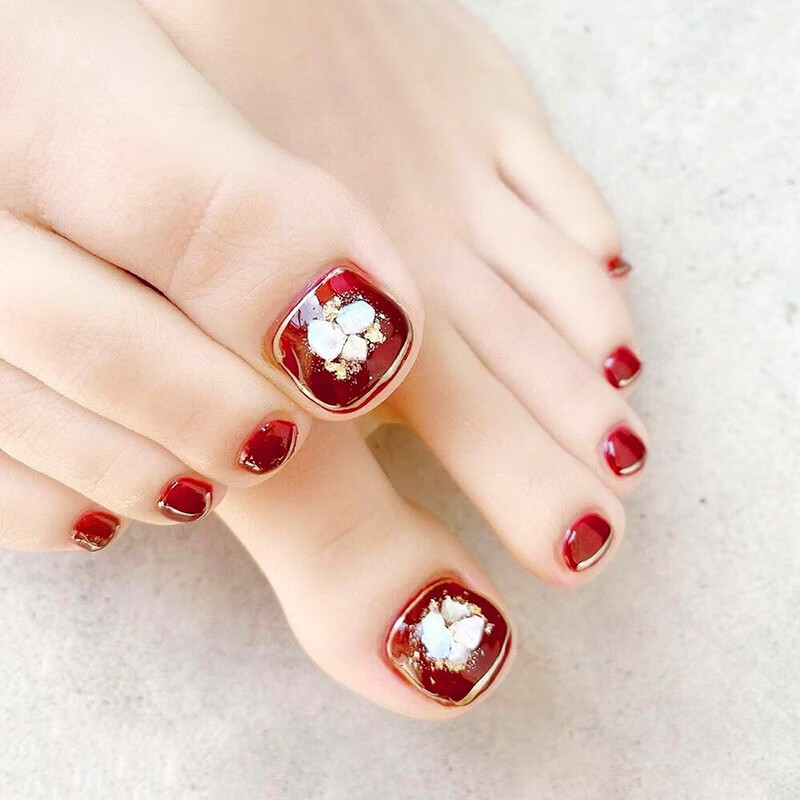 孜甲花美甲贴片纯手工光疗甲片个性夏日清凉脚指甲贴片孕妇小孩可使用