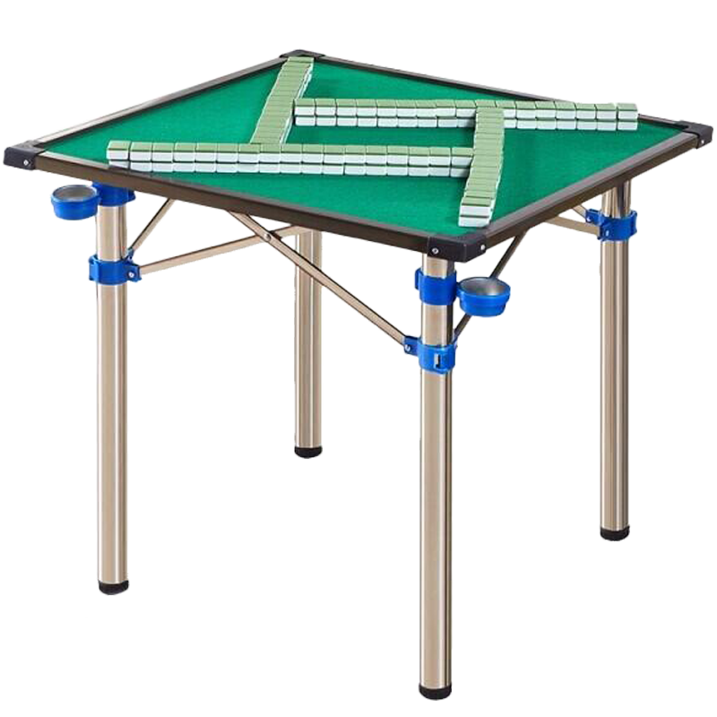 非洲鹰麻将桌折叠简易手搓家用面板小桌子手动棋牌桌正方形手洗麻雀枱餐桌俩用 80cm-棋盘款-[不锈钢烟缸支架] 铝合金边
