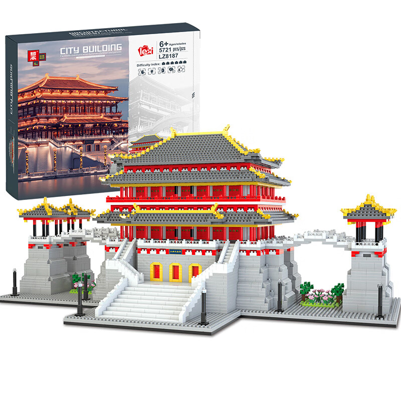 哲高微颗粒积木城市著名建筑成年高难度拼装玩具男孩女孩节日礼物摆件 大唐芙蓉园 5721块