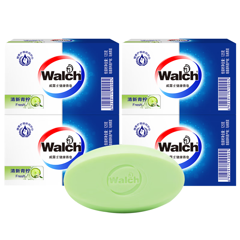 威露士健康香皂 家用沐浴皂洗澡皂天然植物提取成分呵護(hù)更放心易沖洗 清新青檸 125g 4塊