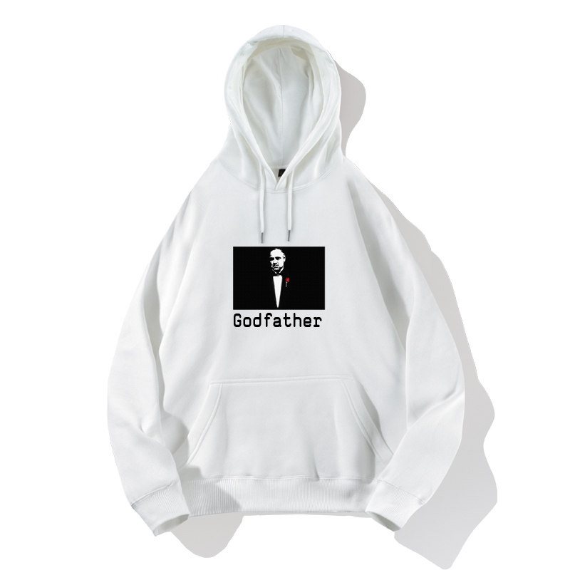 教父电影god father头像印花连帽卫衣外套情侣装衣服帽衫男女初中高中