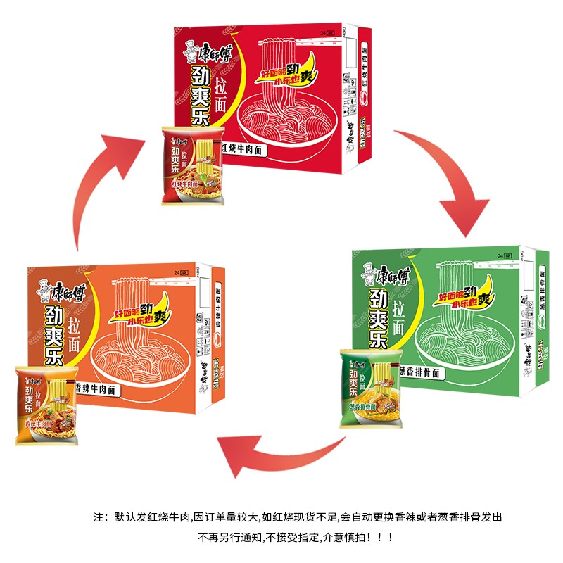 康师傅方便面劲爽乐袋面泡面红烧牛肉面24袋整箱装 休闲零食夜宵 【劲爽乐】3种口味随机发使用感如何?