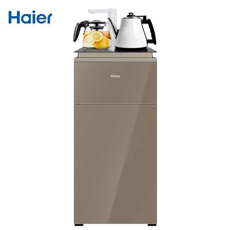 海尔（Haier）温热型饮水机全自动家用茶吧机YR1682-CB（升级棕)自动上水智能触控水开即停恒温保温