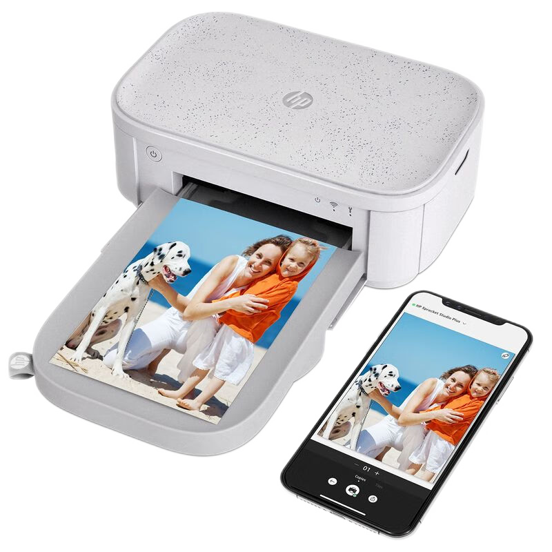 惠普(HP)Sprocket Studio Plus WiFi 照片打印机 支持iOS和安卓设备 无线打印 4x6照片 打印机