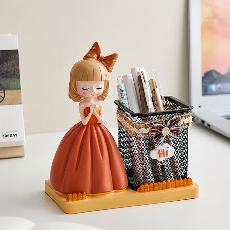 颜值可爱创意个性毕业走心儿童生日礼物办公室桌面摆件 橙色许愿女孩