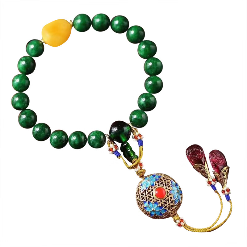 一北 念珠十八子手串 翡翠干青18子手捻指尖压襟女 12mm