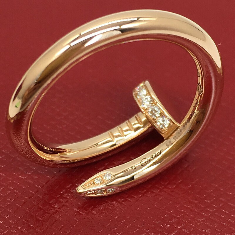卡地亚戒指 cartier juste un clou系列 18k玫瑰金 镶钻钉子戒指 50