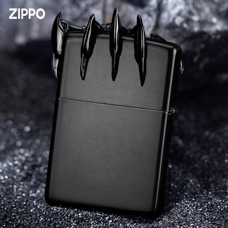 zippo edge之宝煤油防风打火机 黑色光漆多面立体蜘蛛徽章 隐秘之主