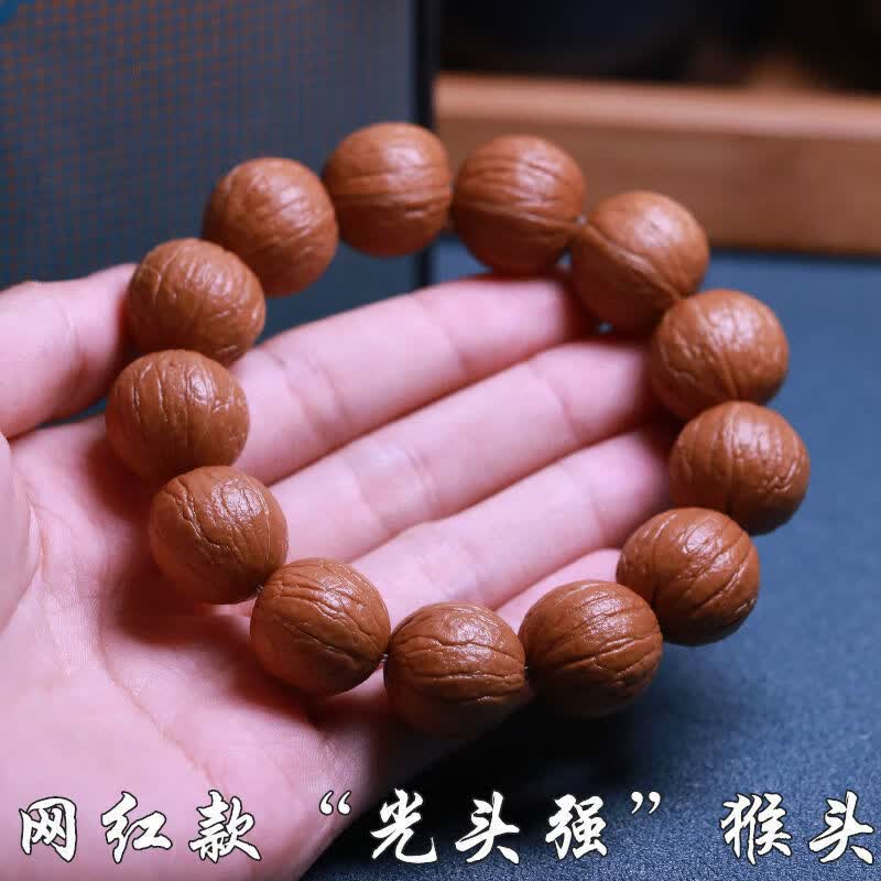 默奢 正圆矮桩 光头强土豪串小猴头 文玩核桃橄榄核雕刻 男士菩提佛珠