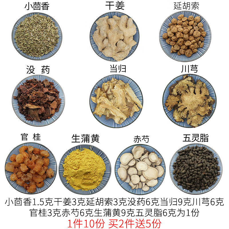 少腹逐瘀汤小茴香干姜延胡索没药当归川芎官桂赤芍等一件10份
