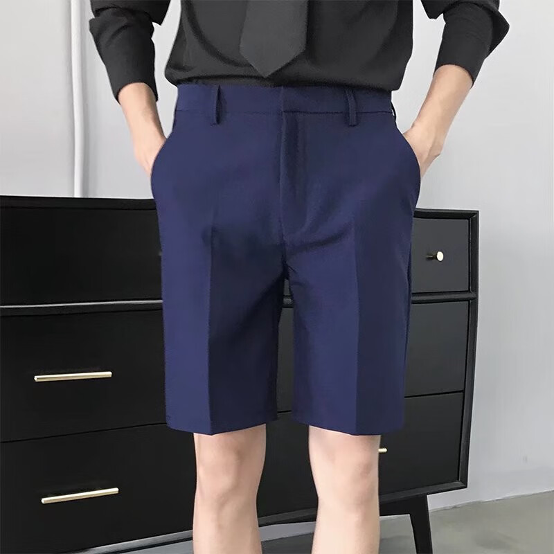 木子胜 夏季款垂感短西裤男宽松直筒裤子男生韩版潮流休闲裤夏季西装