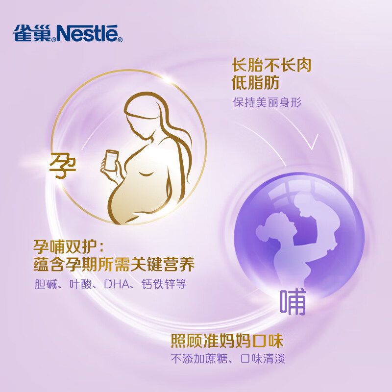 雀巢（Nestle）孕产妇哺乳期奶粉 含叶酸 无蔗糖 A2蛋白妈妈配方奶粉 900克