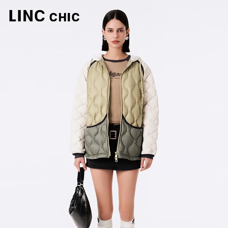 金羽杰秋季新款轻薄羽绒服女短款连帽直筒休闲反季羽绒衫女士Y23802179 秋叶绿 XS 适合120斤以下