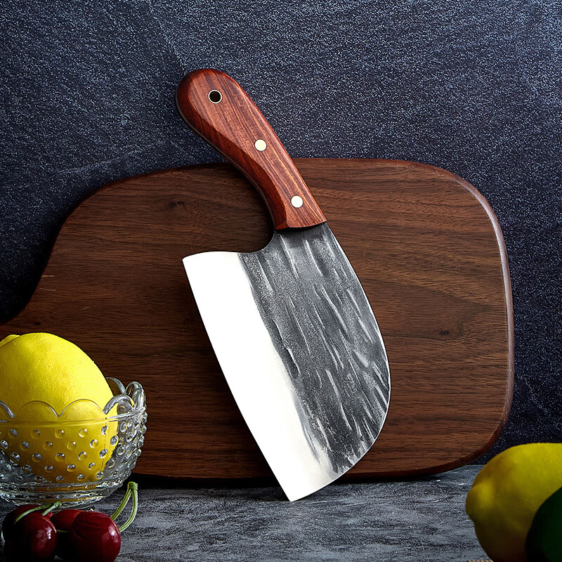 李麻子 手工锻打圆头小菜刀家用女士切菜肉片刀厨房超快锋利刀具锰钢