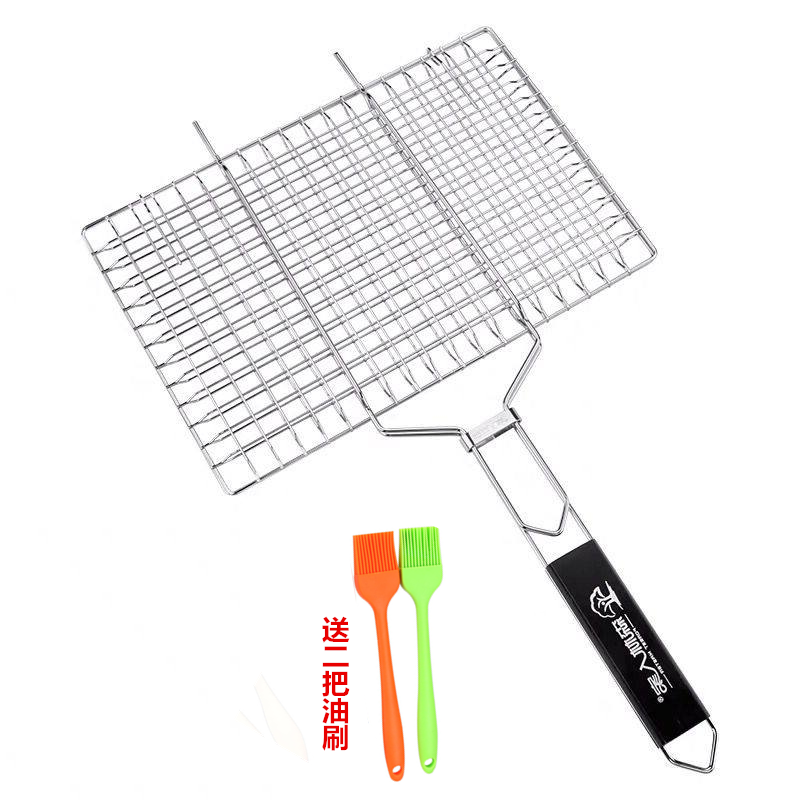 新术 烧烤网烤鱼夹子烧烤板网商用大号烤鱼夹工具烤鱼网配件 烤网 2把