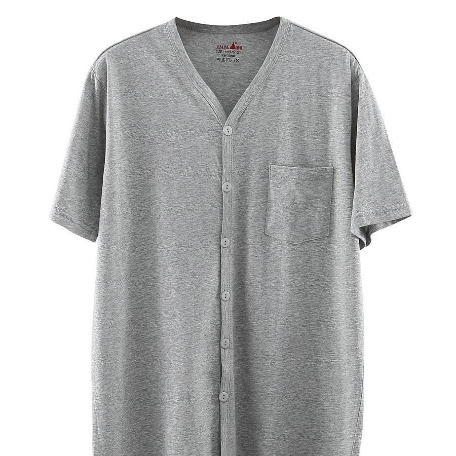 栩心夏季老人老头圆领汗衫超大码t恤爷爷装新款中老年短袖开衫男宽松