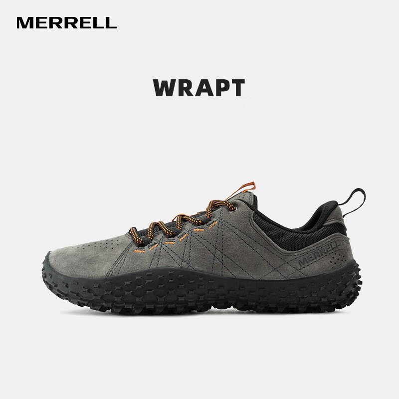 迈乐（Merrell）经典户外休闲鞋男女款WRAPT新款系带防滑耐磨舒适休闲轻便裸足鞋 J036009 灰色(男) 41