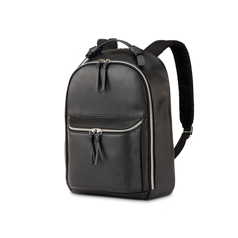 新秀丽(samsonite)女士背包 经典款女士皮革日常背包双肩包 黑色