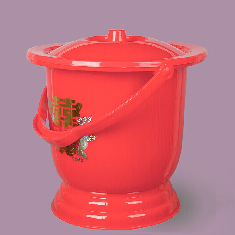 孕妇尿桶室内大人老人家用加厚带盖加高小便桶坐便器痰盂 特厚红色6升