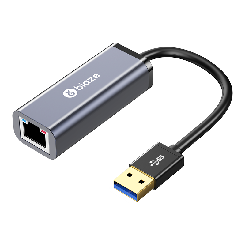 Biaze 毕亚兹 USB3.0千兆有线网卡转RJ45网线接口免驱动 适用苹果Mac笔记本电脑小米盒子Switch以太网口转换器ZH105