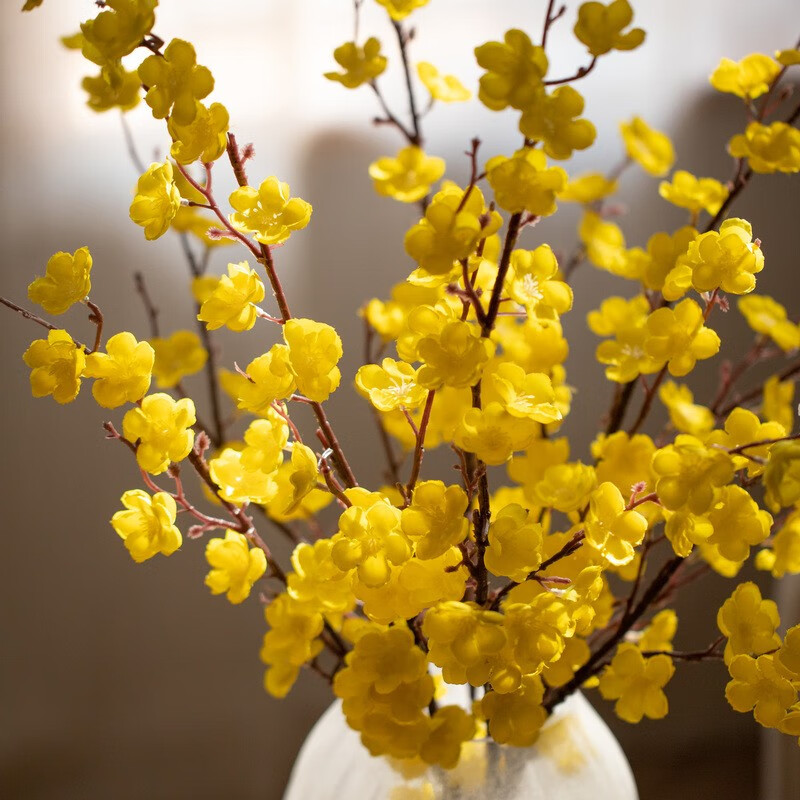 掬涵中式仿真梅花枝腊梅假花干花桌面摆设家居客厅玄关装饰花摆件 大