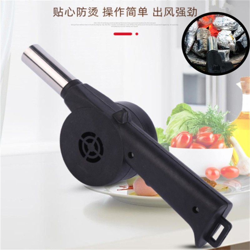 适用于野外烧烤宿营取暖强劲出风贴心防烫耐高温手摇烧烤木炭吹风机
