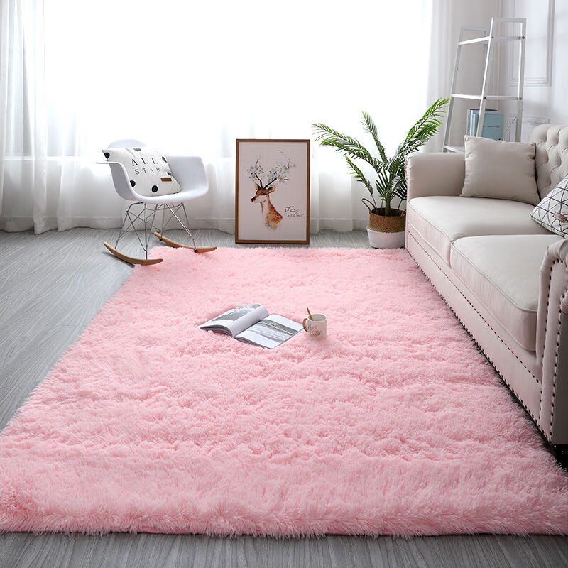 地毯卧室ins北欧风家用房间满铺可爱少女长毛绒床边毯客厅小地垫 粉色 40*60cm